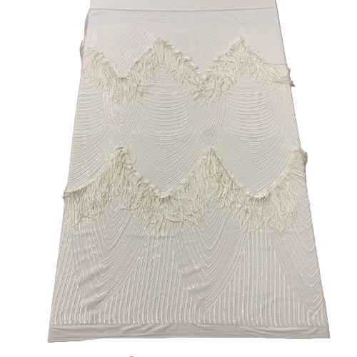 Flamingo Fringe Embroidered Stretch Sequin Fabric