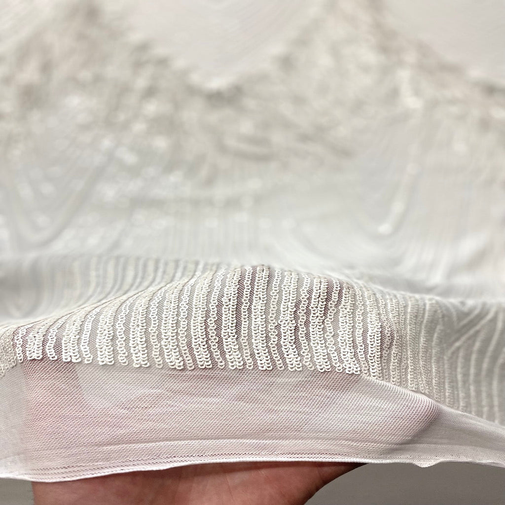 Flamingo Fringe Embroidered Stretch Sequin Fabric