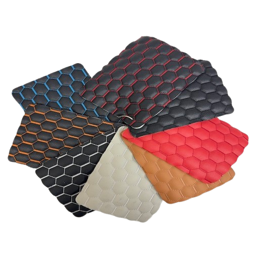 Honeycomb Hexagon Quilted Foam Backed Faux Leather Vinyl Fabric