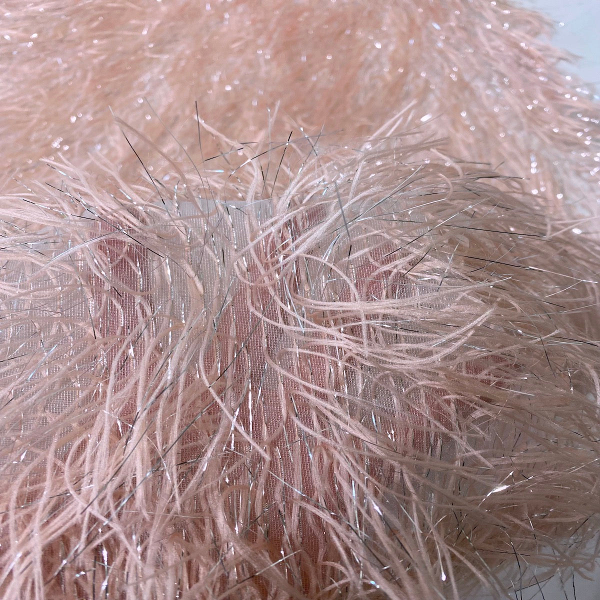 Metallic Faux Fur Tinsel Ostrich Feather Fabric