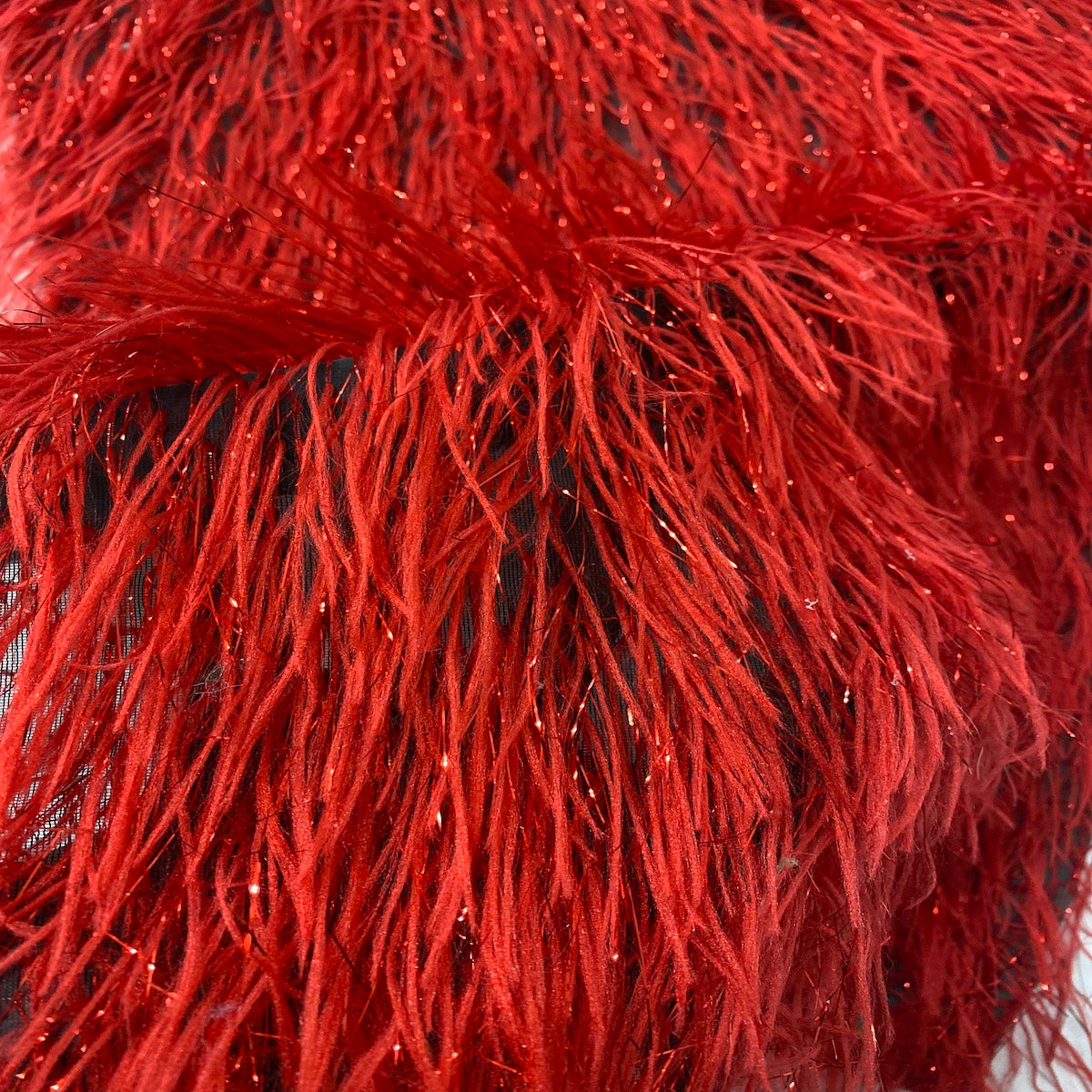 Metallic Faux Fur Tinsel Ostrich Feather Fabric