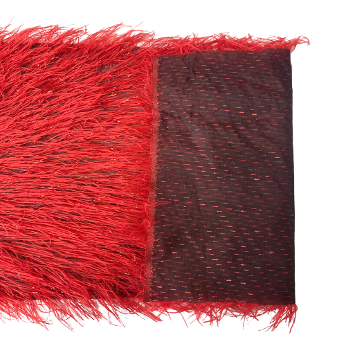 Metallic Faux Fur Tinsel Ostrich Feather Fabric
