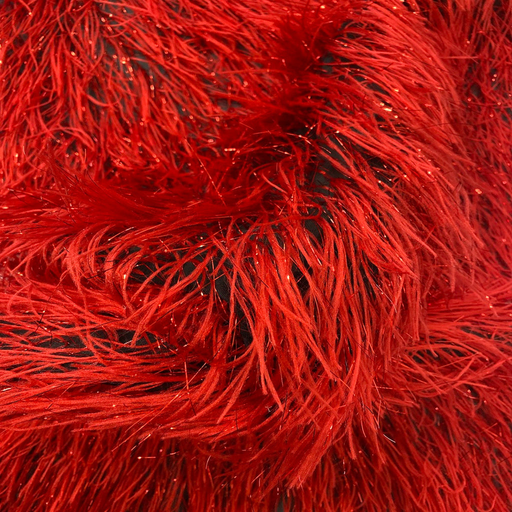 Metallic Faux Fur Tinsel Ostrich Feather Fabric
