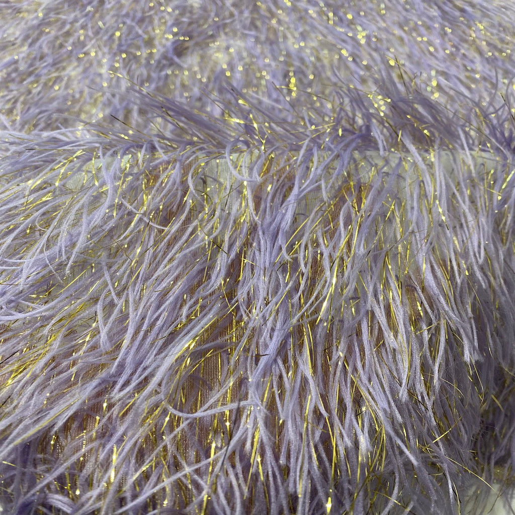 Metallic Faux Fur Tinsel Ostrich Feather Fabric