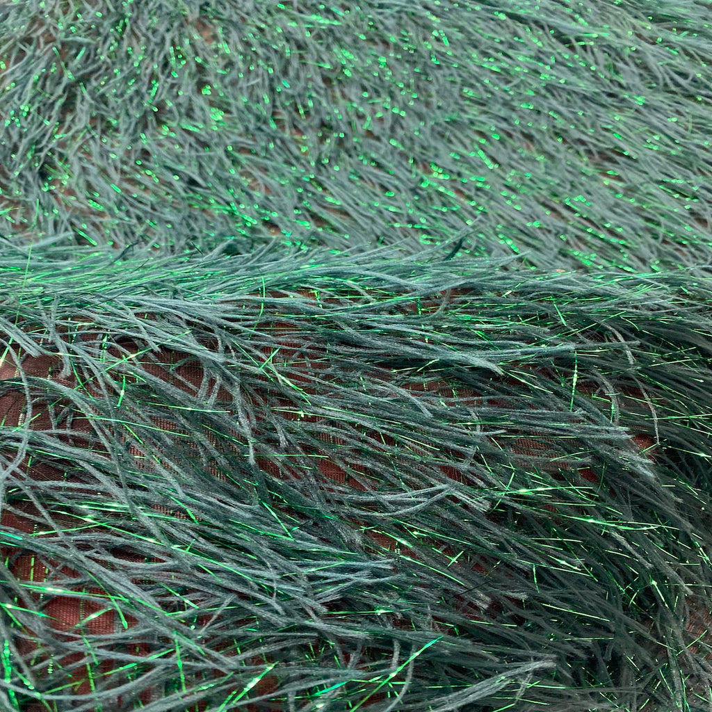 Metallic Faux Fur Tinsel Ostrich Feather Fabric