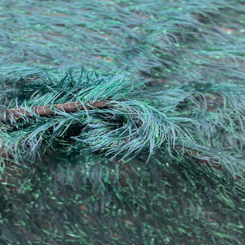 Metallic Faux Fur Tinsel Ostrich Feather Fabric