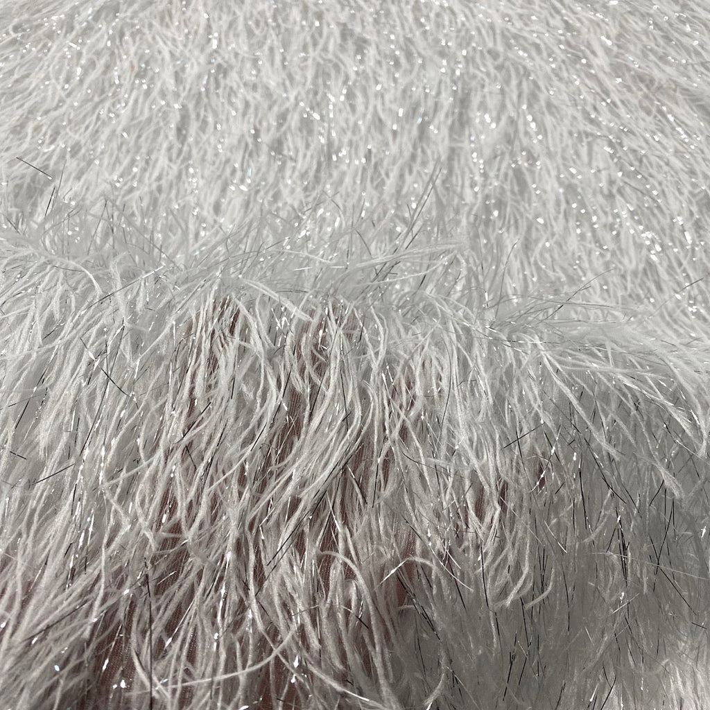 Metallic Faux Fur Tinsel Ostrich Feather Fabric