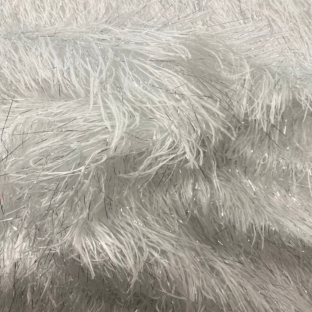 Metallic Faux Fur Tinsel Ostrich Feather Fabric
