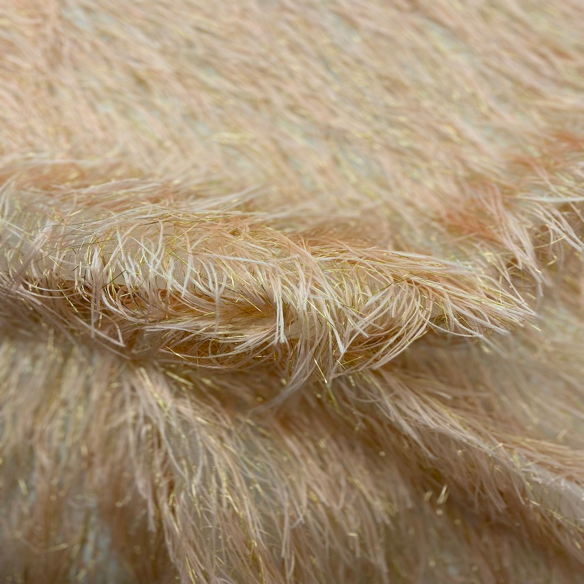 Metallic Faux Fur Tinsel Ostrich Feather Fabric