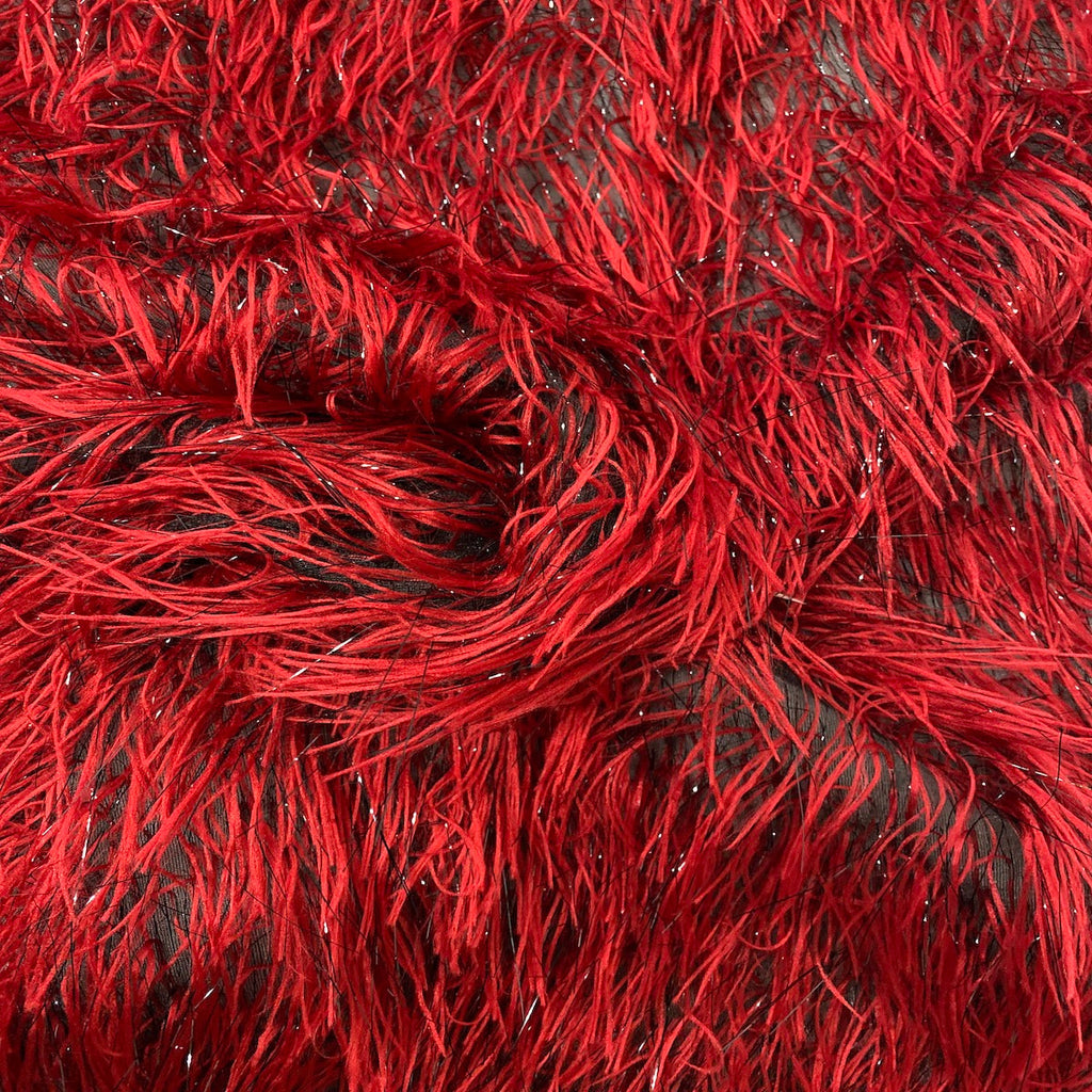Metallic Faux Fur Tinsel Ostrich Feather Fabric