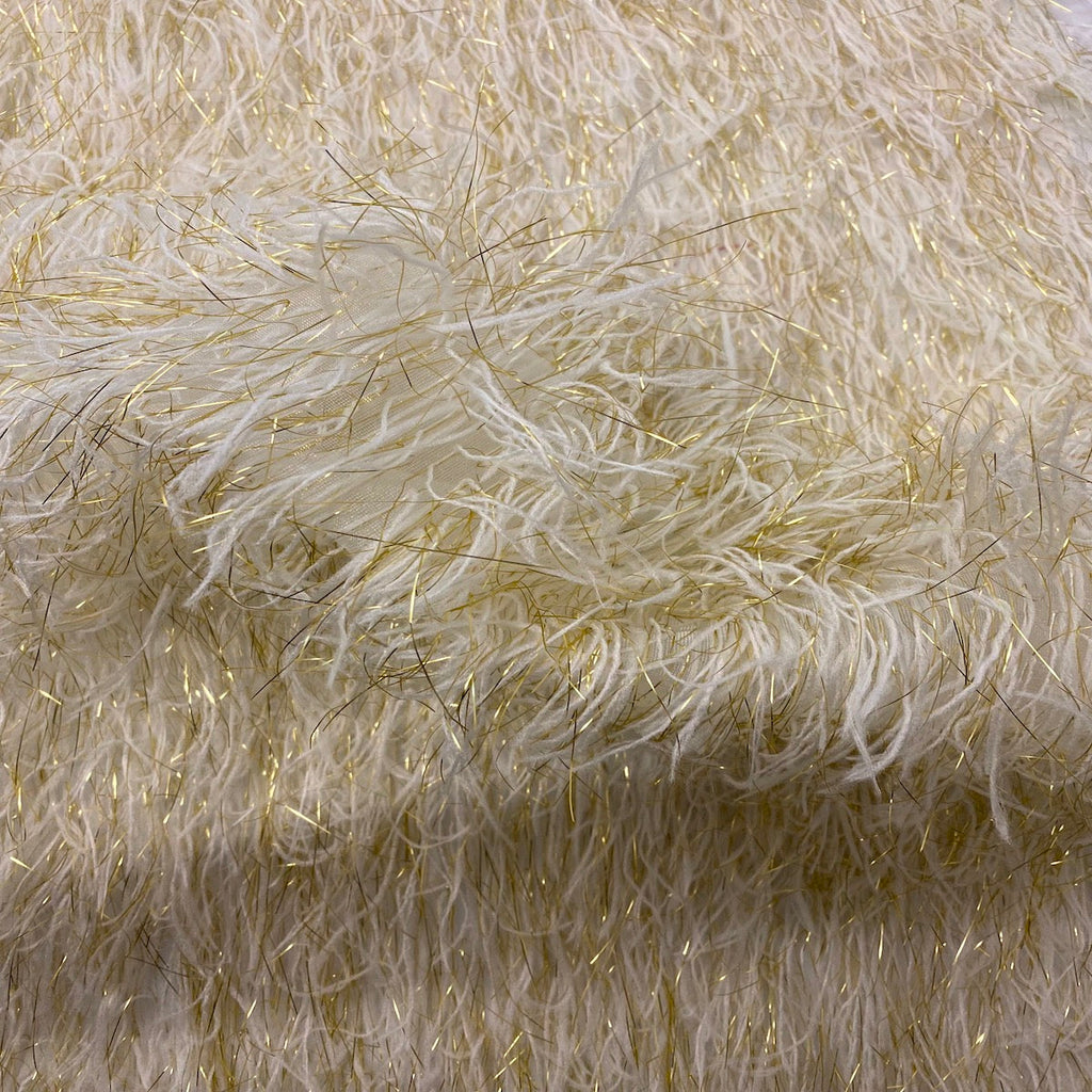 Metallic Faux Fur Tinsel Ostrich Feather Fabric