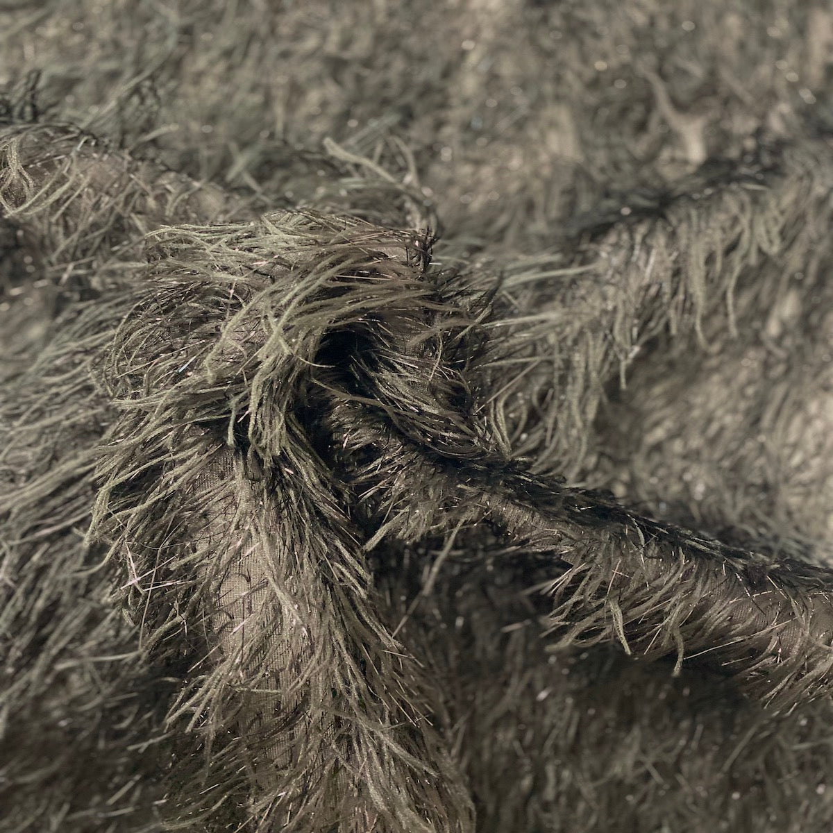 Metallic Faux Fur Tinsel Ostrich Feather Fabric