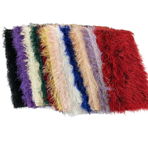 Metallic Faux Fur Tinsel Ostrich Feather Fabric