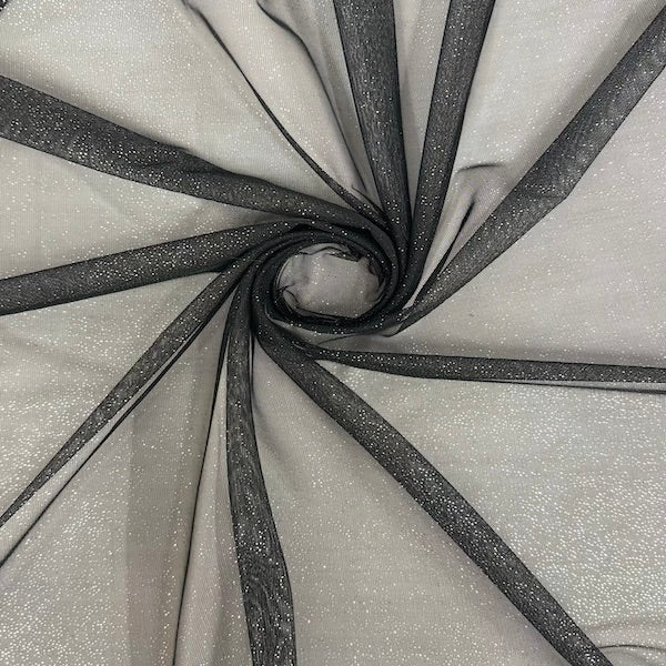 Metallic Foil Dotted Mesh Fabric