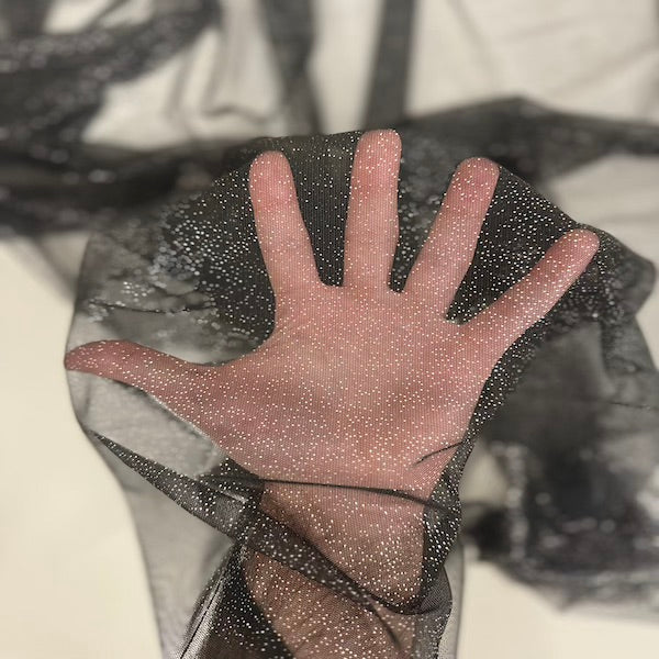 Metallic Foil Dotted Mesh Fabric