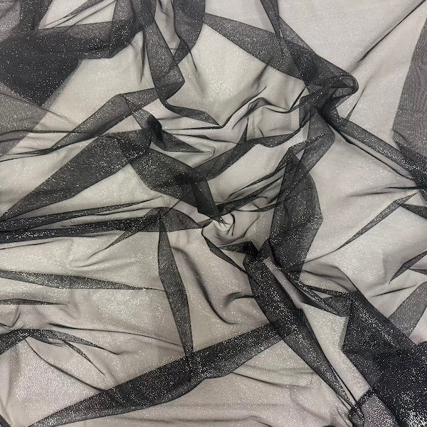 Metallic Foil Dotted Mesh Fabric