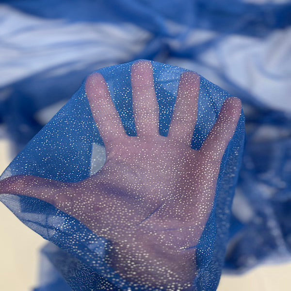 Metallic Foil Dotted Mesh Fabric