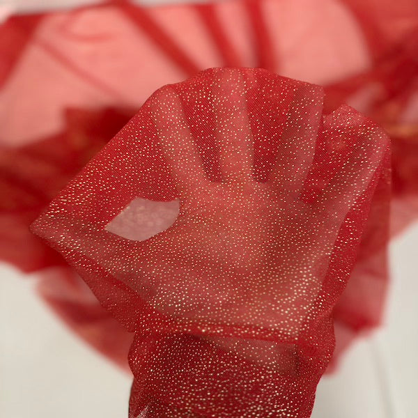 Metallic Foil Dotted Mesh Fabric