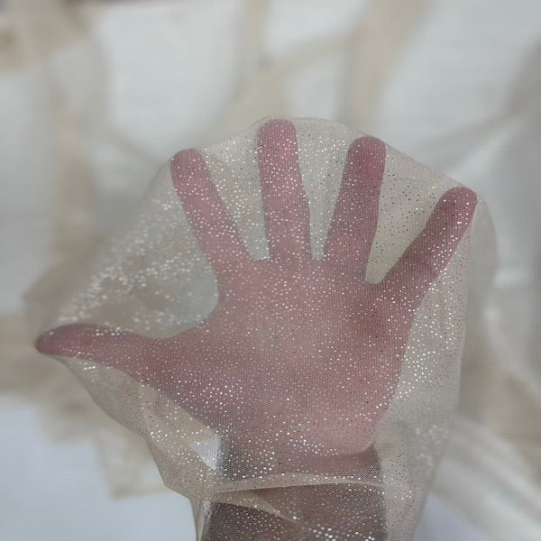 Metallic Foil Dotted Mesh Fabric