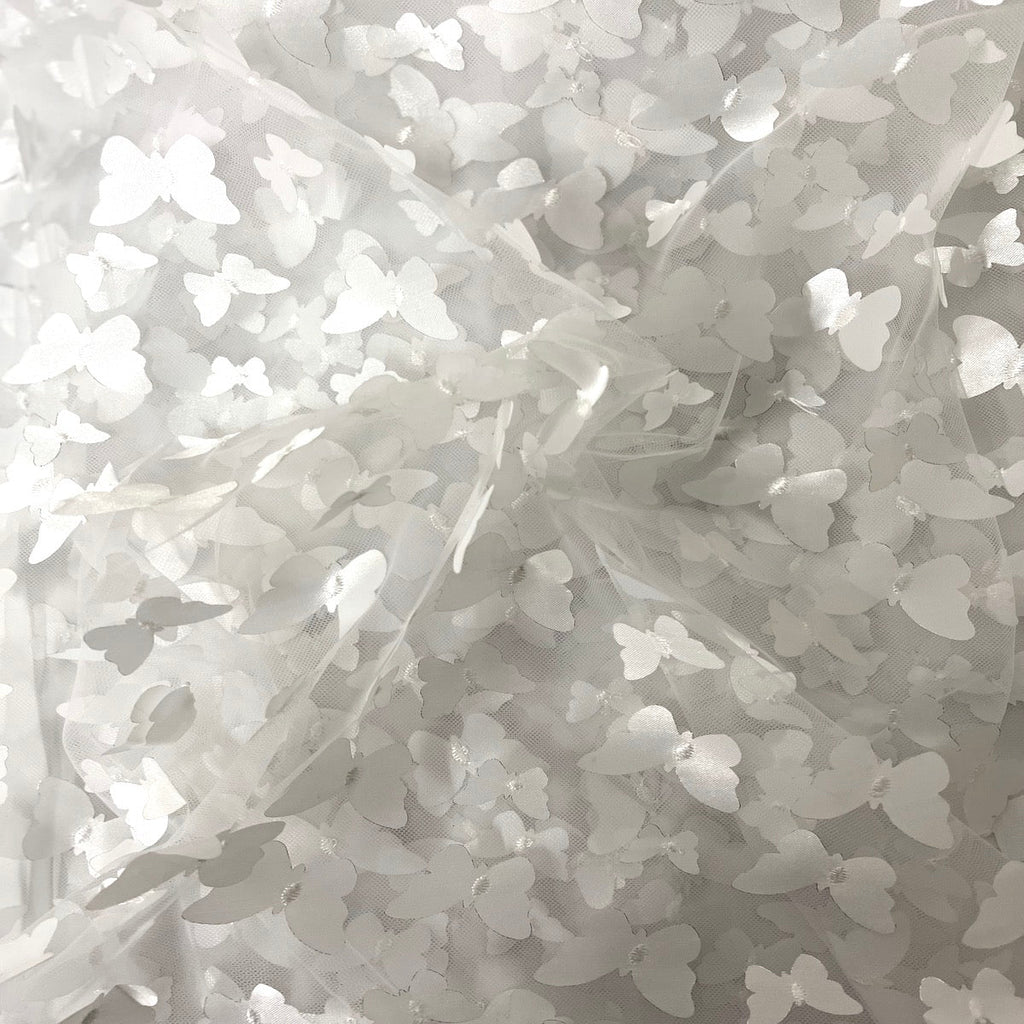 3D Butterfly Embroidered Satin Lace Fabric