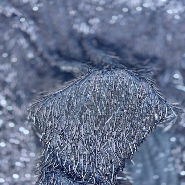 French Fringe Stretch Sequins Fabric