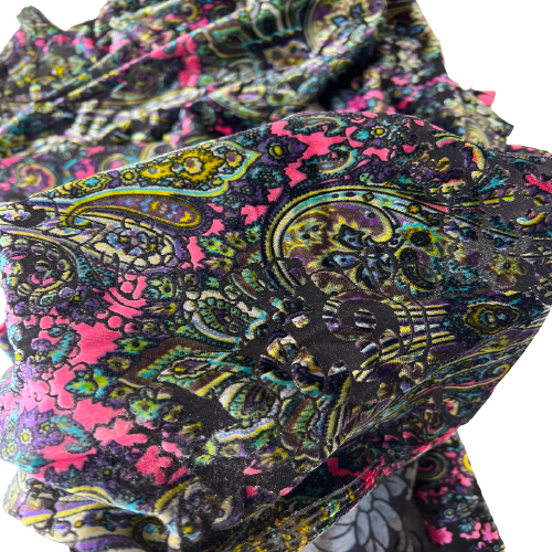 Sur Multicolor Burnout Stretch Velvet Fabric