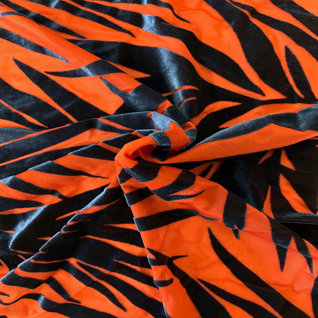 Palm Tree Floral Burnout Stretch Velvet Spandex Fabric