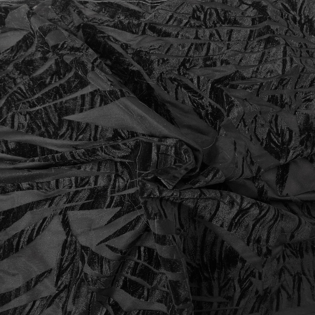 Palm Tree Floral Burnout Stretch Velvet Spandex Fabric