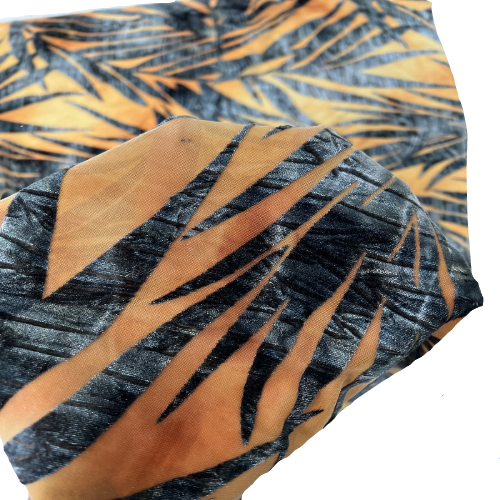 Palm Tree Floral Burnout Stretch Velvet Spandex Fabric