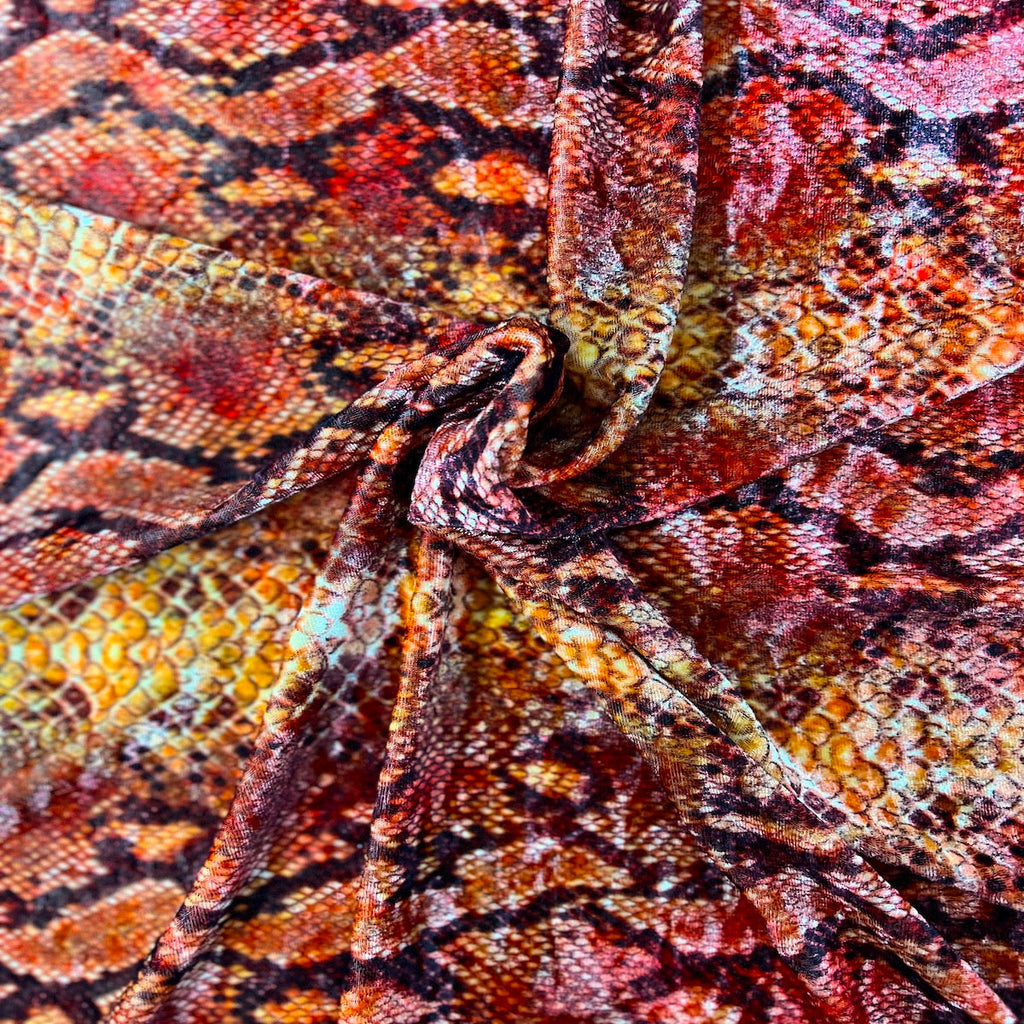 Snakeskin Printed Stretch Velvet Spandex Fabric