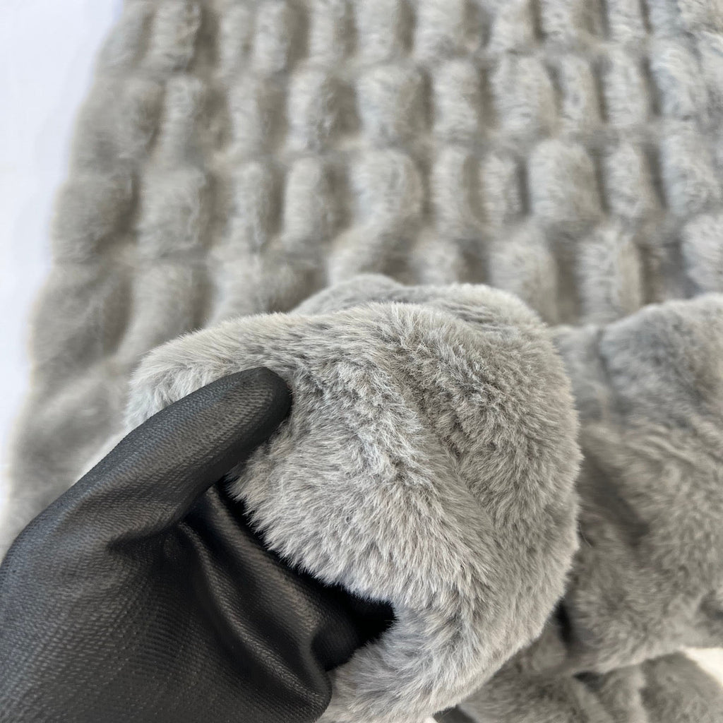 Ruched Chinchilla Stretch Faux Fur Fabric