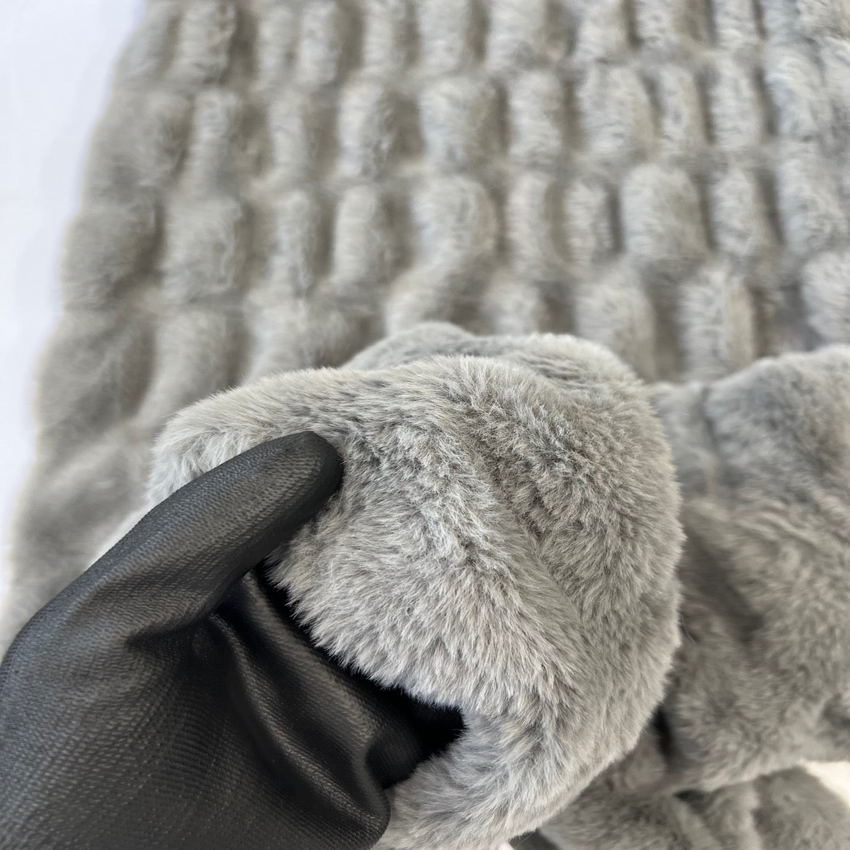 Ruched Chinchilla Stretch Faux Fur Fabric
