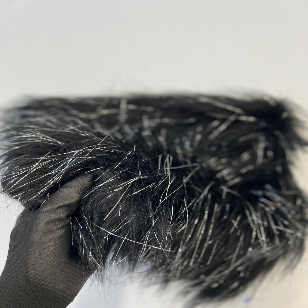 Tinsel Sparkle Glitter Long Pile Shaggy Faux Fur Fabric