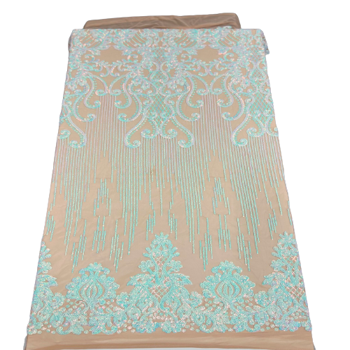 Alta Striped Damask Stretch Sequins Fabric