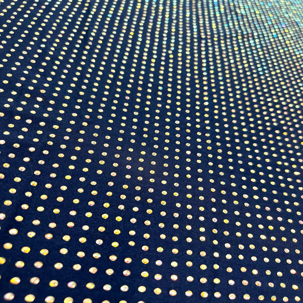 Iridescent AB Rhinestone Spandex Fabric