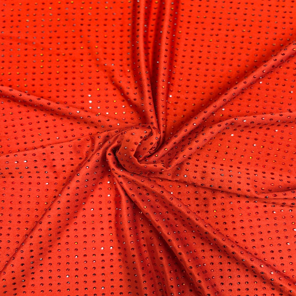 Iridescent AB Rhinestone Spandex Fabric