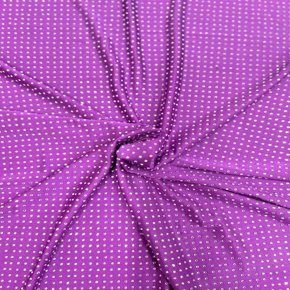 Iridescent AB Rhinestone Spandex Fabric