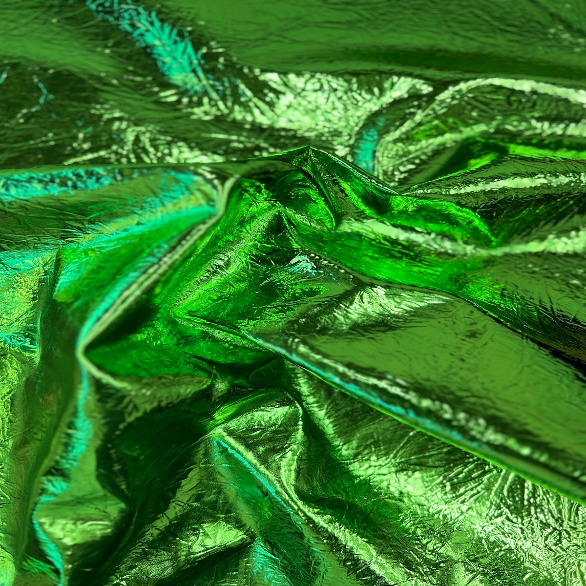 Crushed Distressed Foil Chrome Mirror Reflective Vinyl Fabric