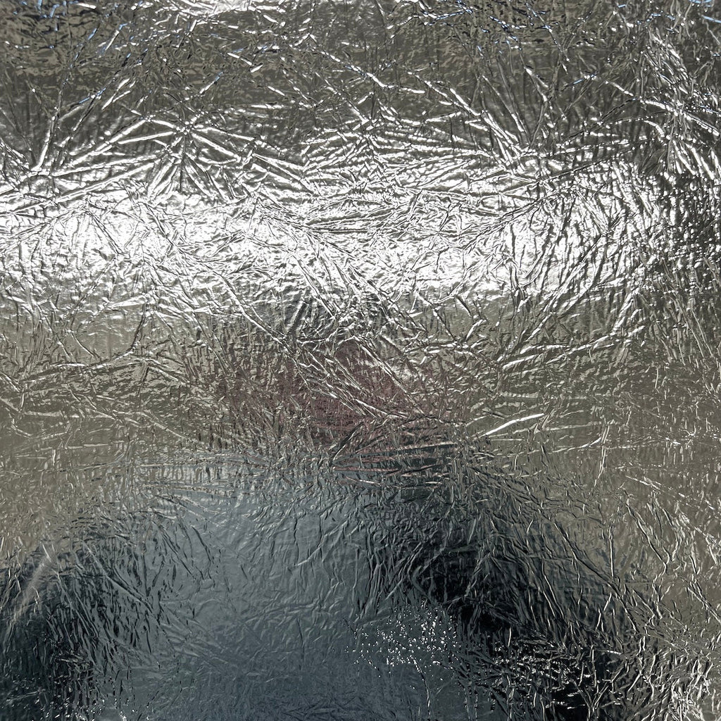Crushed Distressed Foil Chrome Mirror Reflective Vinyl Fabric