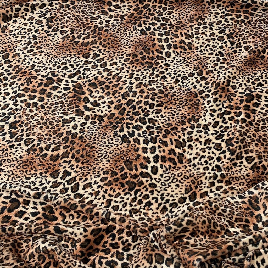 Leopard Print Stretch Velvet Fabric