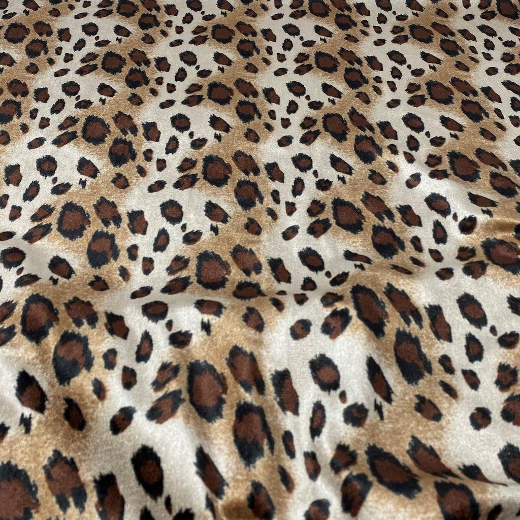Leopard Print Stretch Velvet Fabric