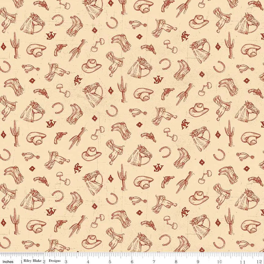 John Wayne American West Icons Cream 43"/44" Fabric Per Yard