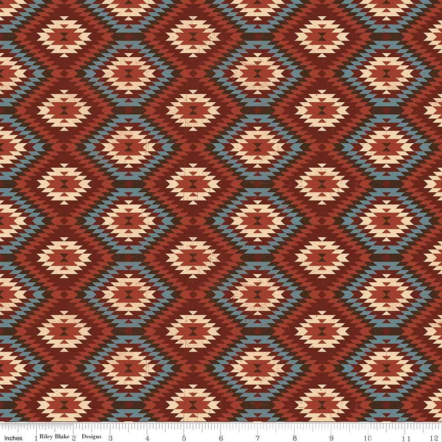 John Wayne American West Southwest Red 43"/44" Fabric Per Yard