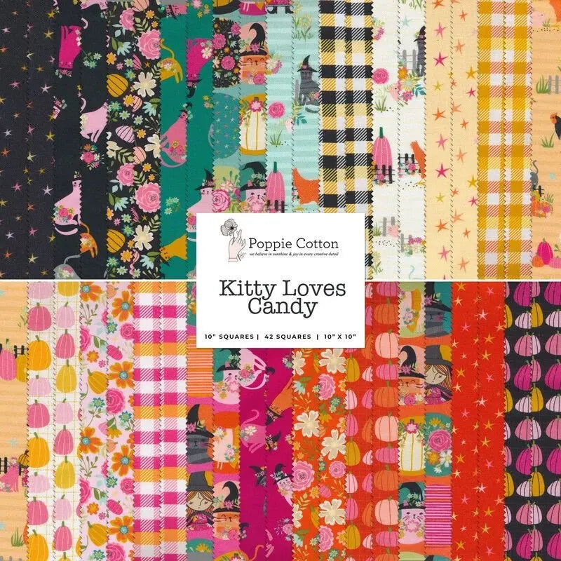 Kitty Loves Candy Poppie Cotton 10" Squares