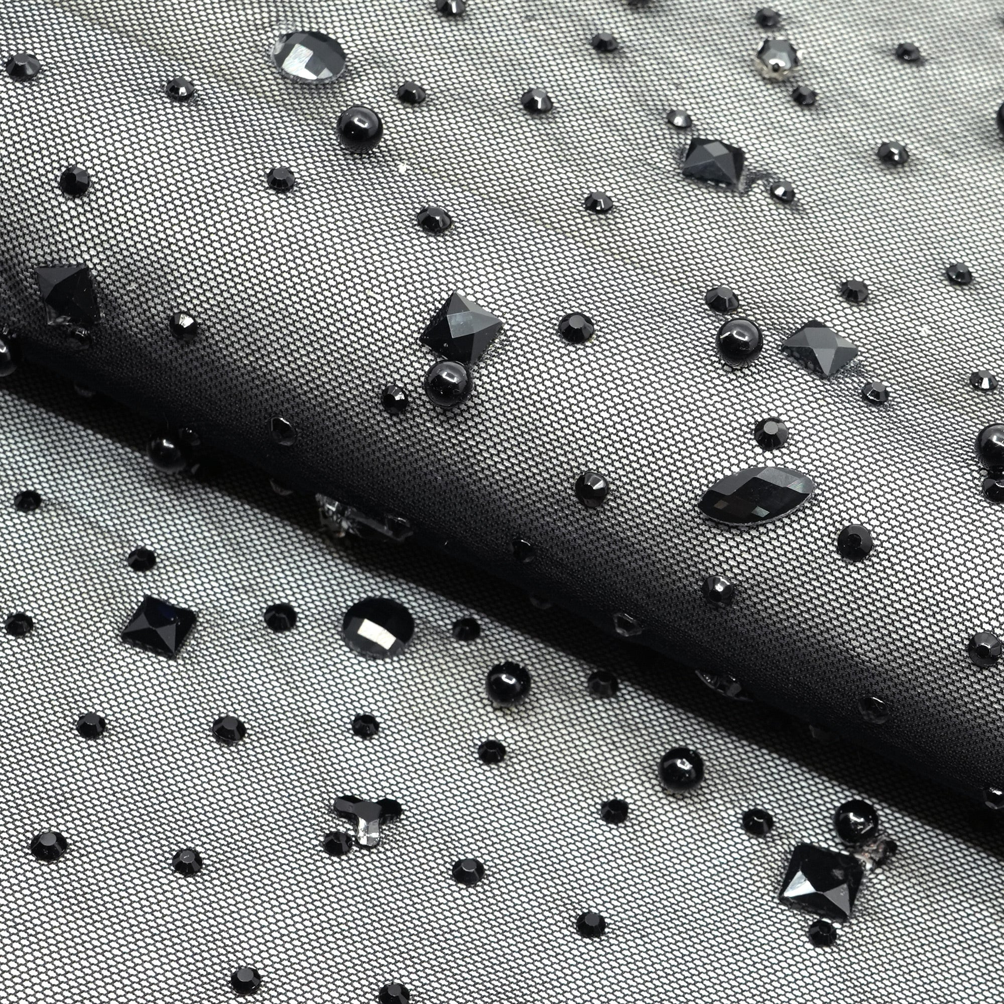 Brilliance Beaded with Rhinestone Stretch Mesh Fabric | CDW