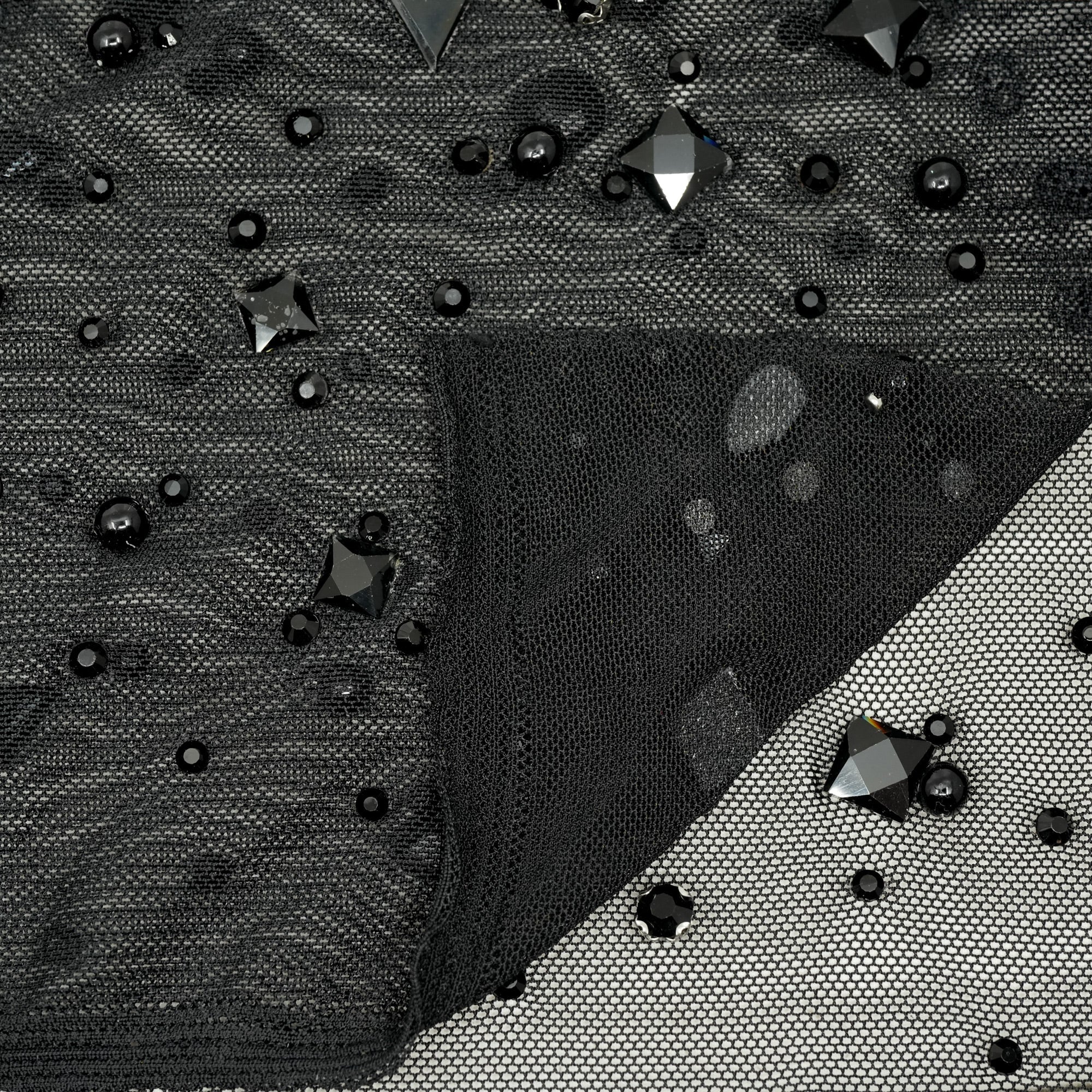 Brilliance Beaded with Rhinestone Stretch Mesh Fabric | CDW