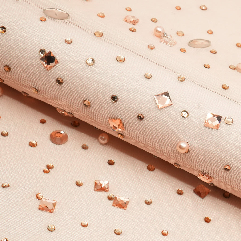 Brilliance Beaded with Rhinestone Stretch Mesh Fabric | CDW