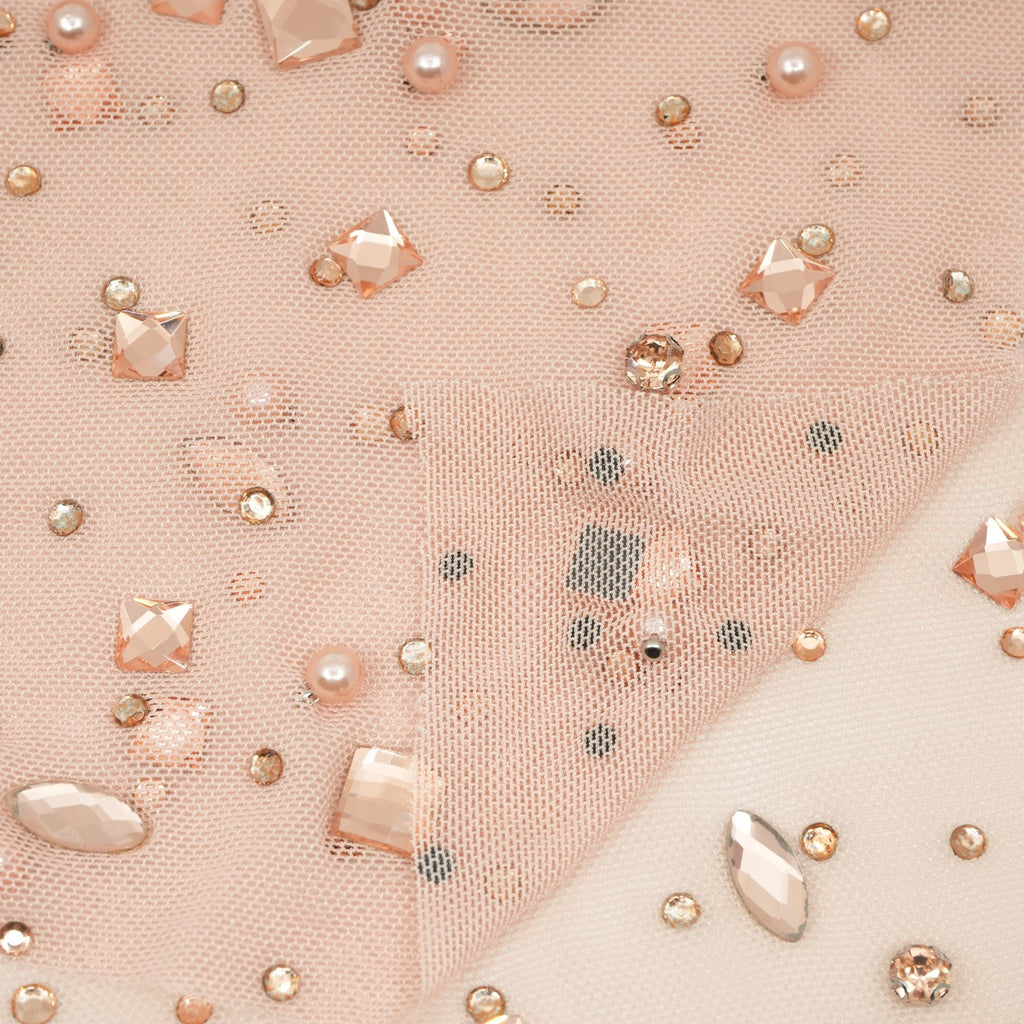 Brilliance Beaded with Rhinestone Stretch Mesh Fabric | CDW