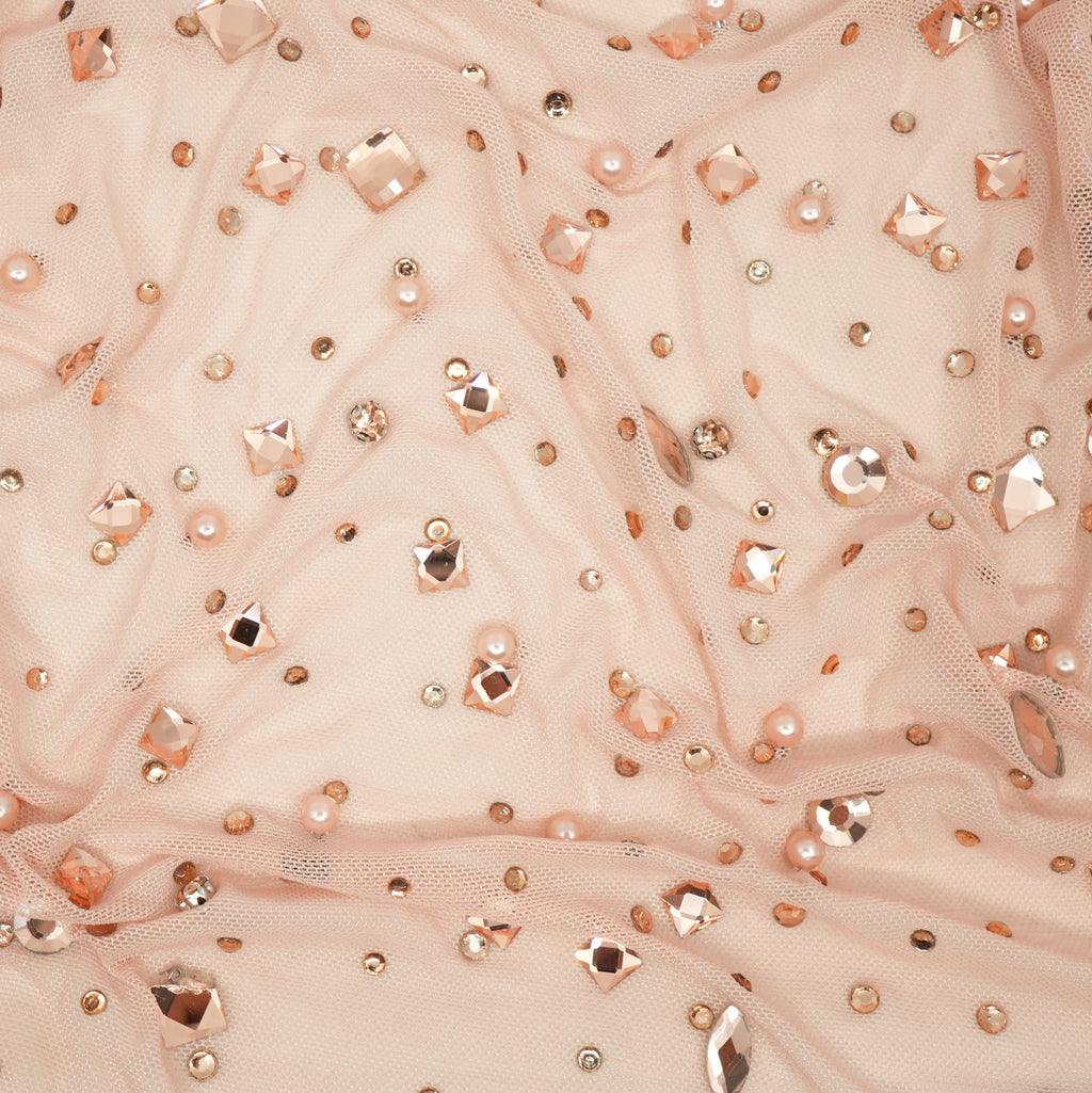 Brilliance Beaded with Rhinestone Stretch Mesh Fabric | CDW