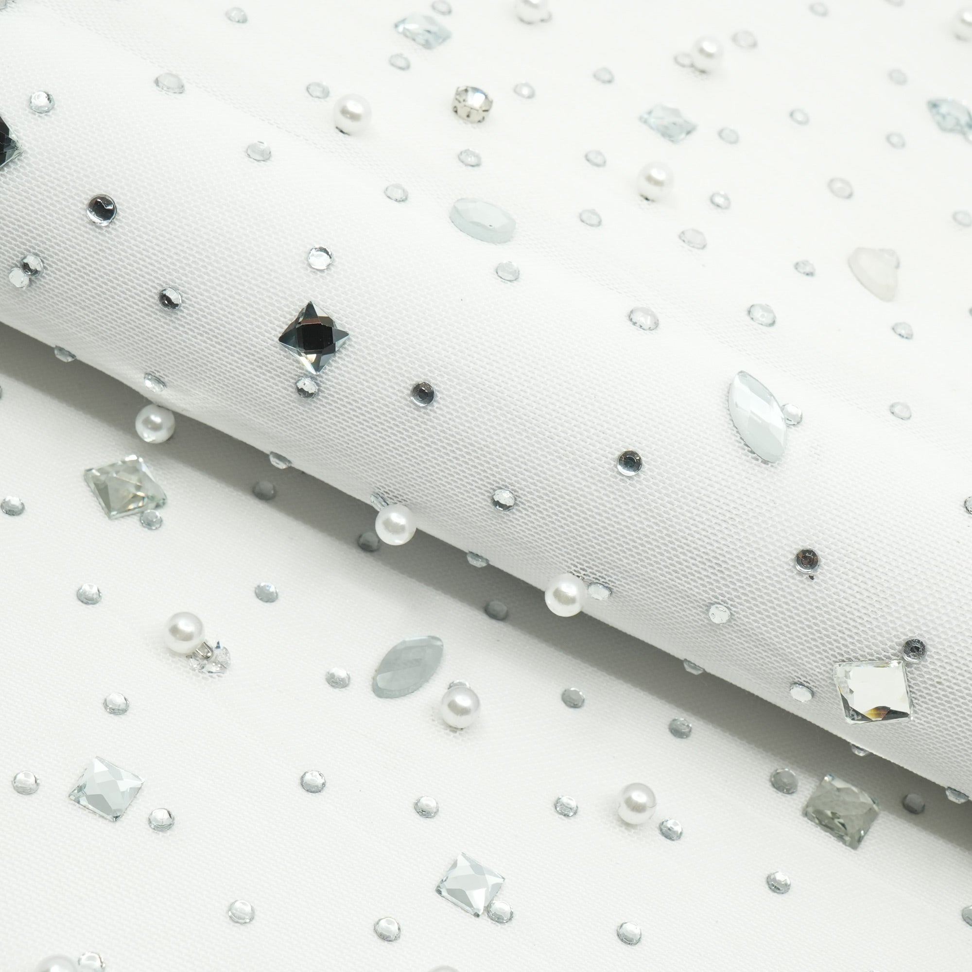 Brilliance Beaded with Rhinestone Stretch Mesh Fabric | CDW